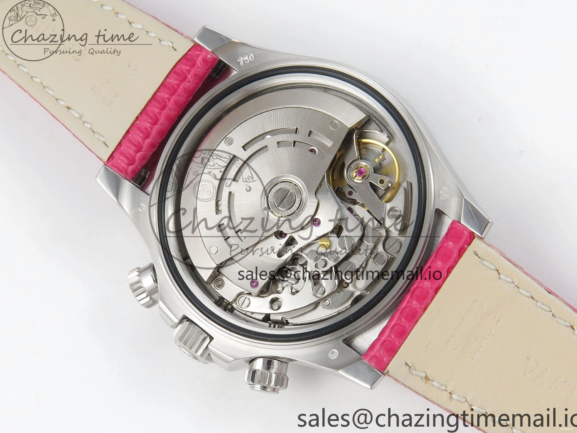 MPF Pink Daytona Bezel Dial Leather on Diamonds Modded 40mm SA4801 Custom Strap Pink 0513